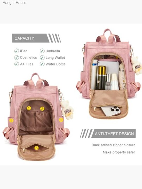 Women Fashion Backpack Purse Anti-Theft Leather Shoulder Bag Travel Multi main image 5